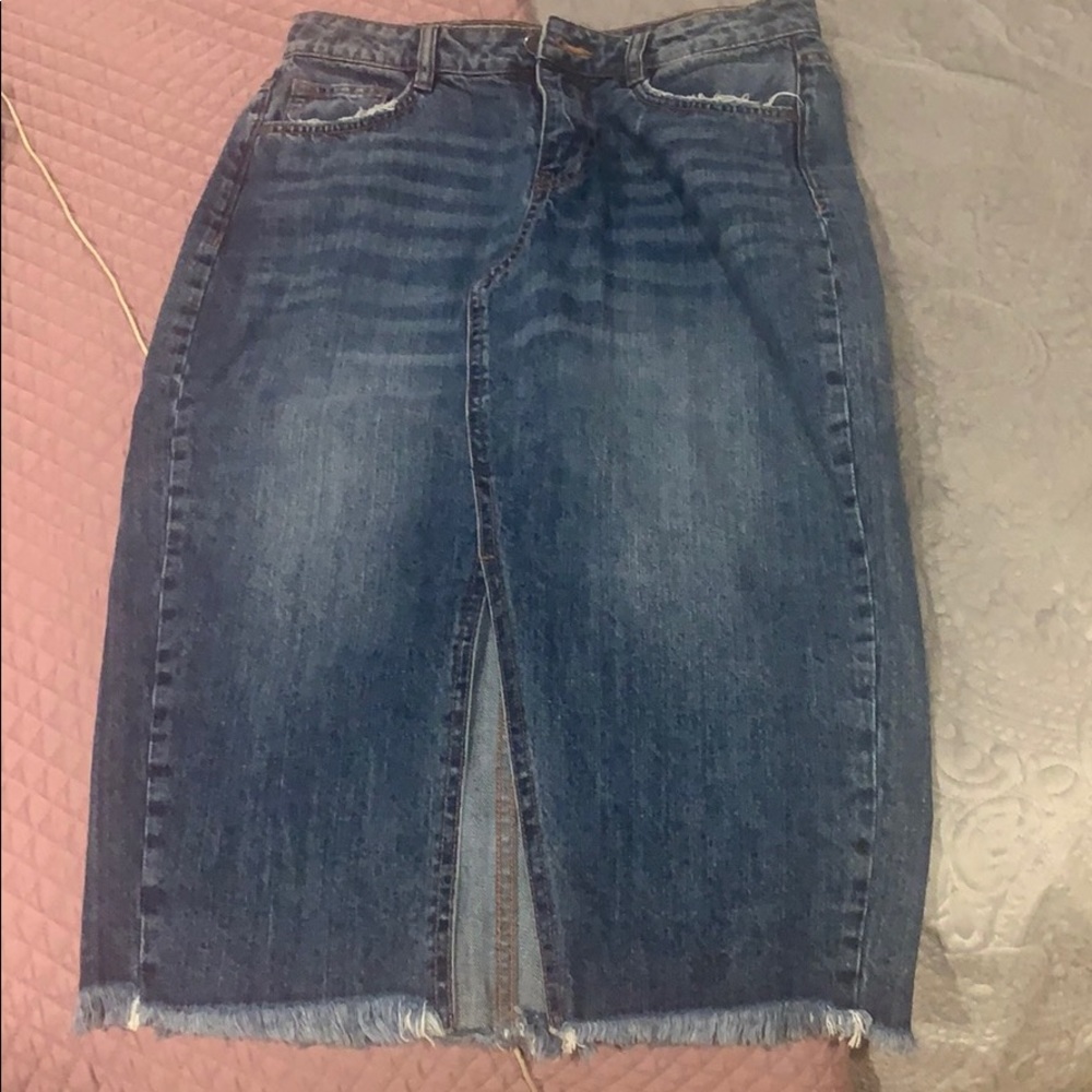 ZARA Denim Midi Skirt